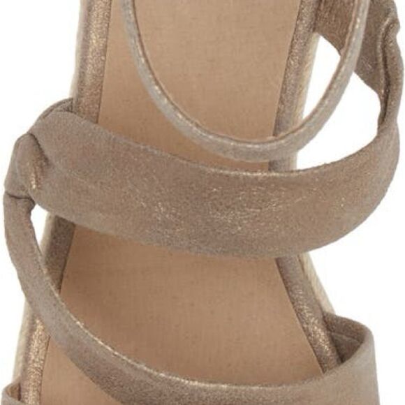 Eileen Fisher Espidrilles Sandals Island Platinum Metallic shoes women’s size 8 - Picture 2 of 12